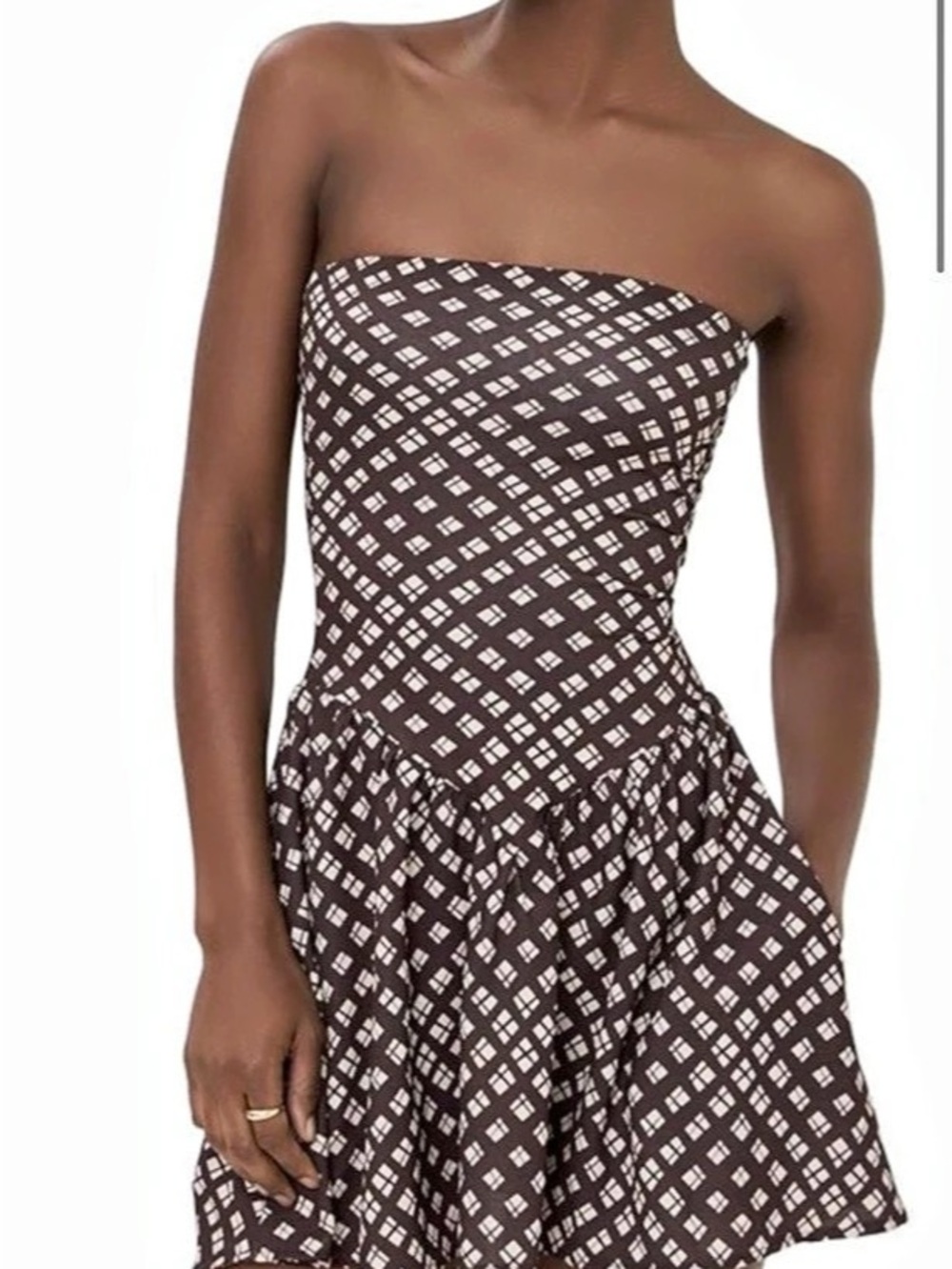 Resa Mackie Dress Geometric Mini in brown & Cream Size XS
